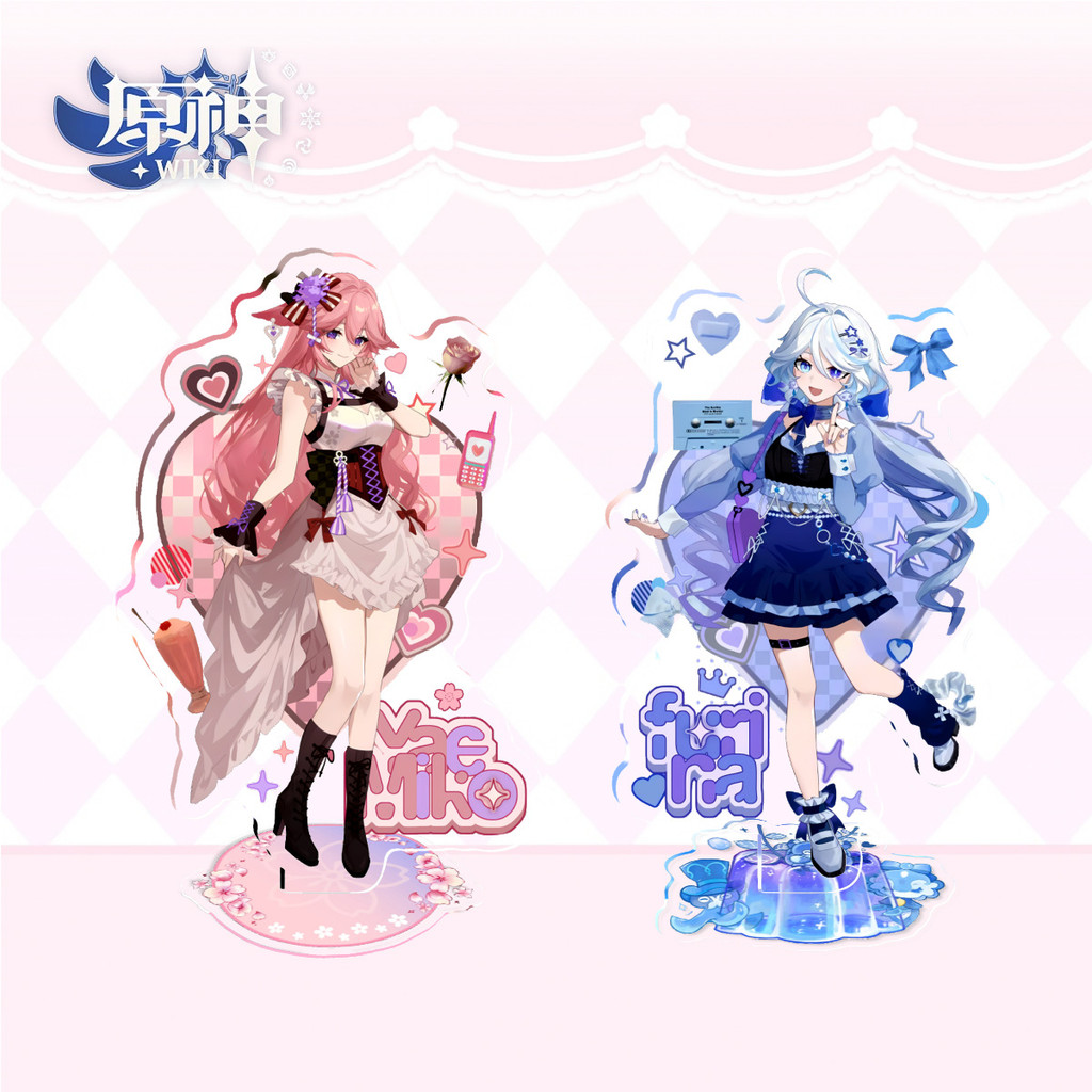 Genshin Impact อะคริลิค standee 10 ซม.Furina the Hydro Archon และ Yae Miko เครื่องประดับมูลค่าสูงของขวัญ 9YQE