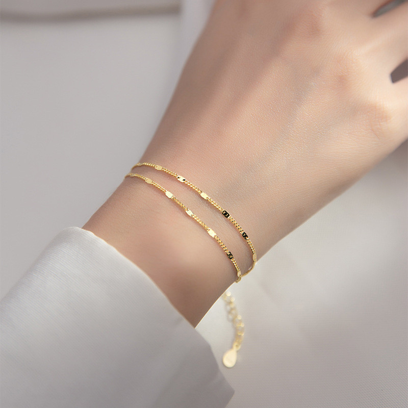 Simple Small Fresh Japanese Double-Layer Bracelet Ladies Temperament Niche เวอร์ชั่นเกาหลี Sweet Design Hand Jewelry