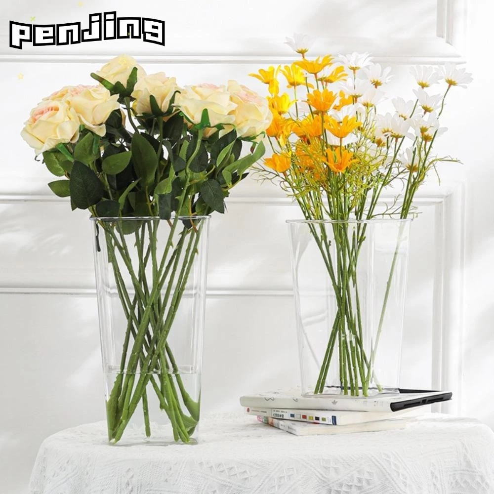 Penjing กระถางไฮโดรโปนิกส์,ตกแต่งบ้านรอบแจกันโปร่งใสสี่เหลี่ยม,คุณภาพสูงระเบียง Terrace สวนพลาสติกเดสก์ท็อปองค์กรถังดอกไม้