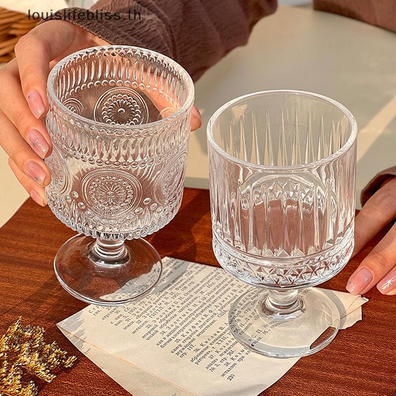 Louislifebliss สไตล์เกาหลีแกะสลักนูนถ้วยแก้ว Goblet ขนาดเล็กสําหรับ Soju สาเกเหล้าสั้น Stemmed แก้วใหม่ - รูปที่ 4