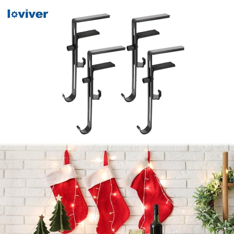 [Loviver] 4x Christmas Stocking Holder Stocking Hanger อเนกประสงค์สําหรับตกแต่งคริสต์มาสสําหรับเตาผิ