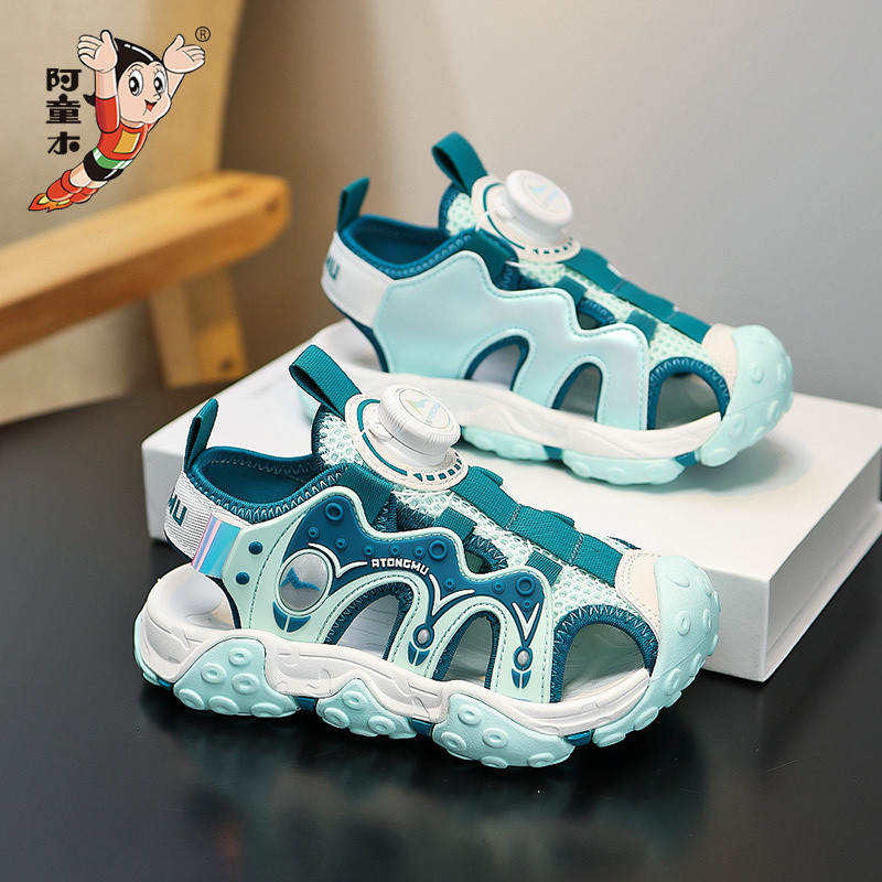 Astro Boy ฤดูใบไม้ผลิและฤดูร้อนรองเท้าแตะเด็กตาข่ายระบายอากาศรองเท้าชายหาดปุ่มนุ่มแต่เพียงผู้เดียว