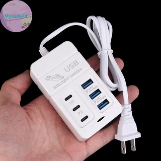 Myriadu 1PC US Plug 6 พอร์ต Multiport USB Charger 35W PD Type-C โทรศัพท์มือถือ Fast Charge Wall Chargers TypeC USB Hub อะแดปเตอร์ TH