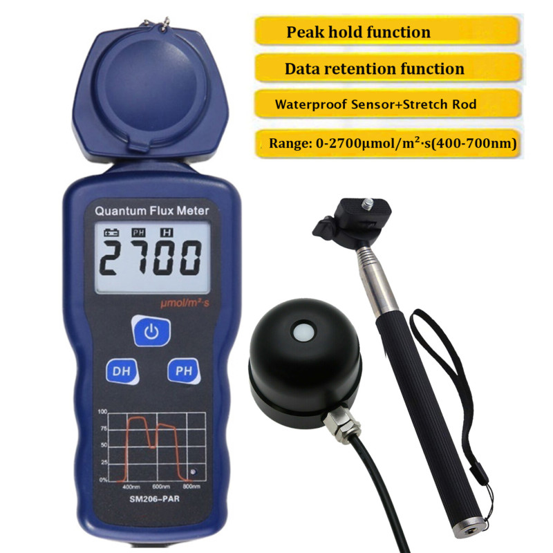 PAR Meter Quantum Flux Meter With Waterproof Sensor Stretch rod Underwater plant