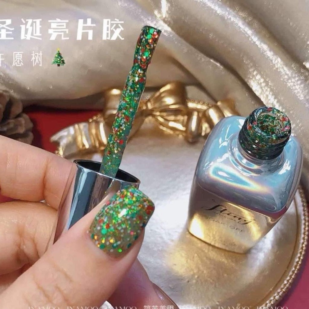 พร้อมส่ง สีเจลคริสมาส สีJTING สีเขียวคริสมาสที่ถูกต้อง สีกากเพชรคริสมาสพร้อมส่งจากไทย-ทำเล็บ