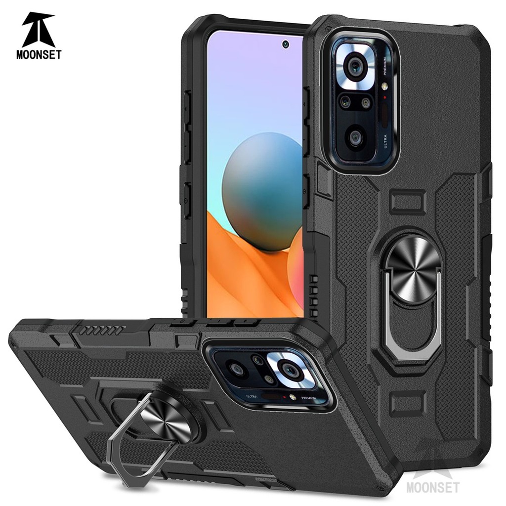 สําหรับ Redmi Note 10 Pro 4G / 10s 4G กรณี Hard PC กลับ Soft TPU Edge ป้องกันกล้องผู้ถือแหวน Kickstand กันกระแทก Slim ฝาครอบบาง
