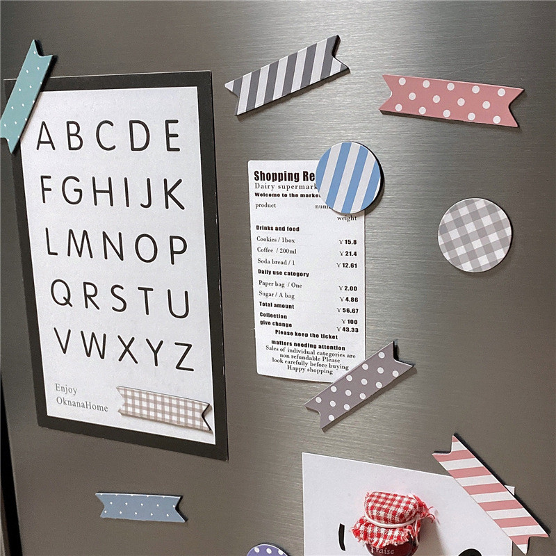 สติกเกอร์ติดตู้เย็นสไตล์เกาหลี INS สติกเกอร์รูปถ่ายแม่เหล็กอ่อนย้อนยุคลายสติกเกอร์ข้อความแม่เหล็ก