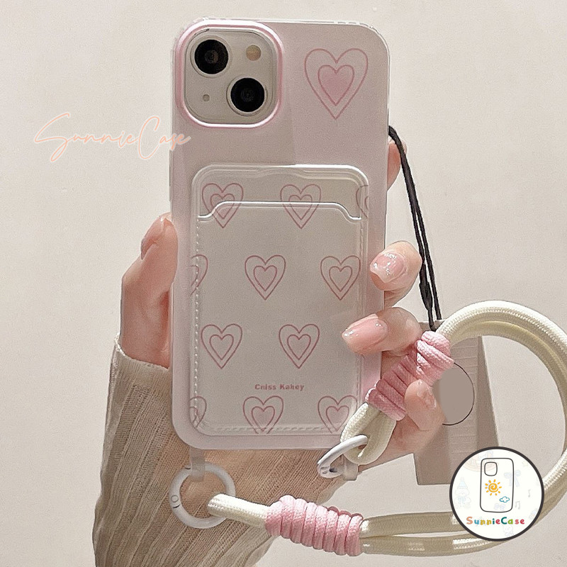 เคสไอโฟน 13 สลิง ไม่ธรรมดา น่ารัก สำหรับ IPhone 16 13 15 11 12 14 Pro Max XS X XR Max 7 8 Plus SE 2020 เคสบัตร TPU เคส