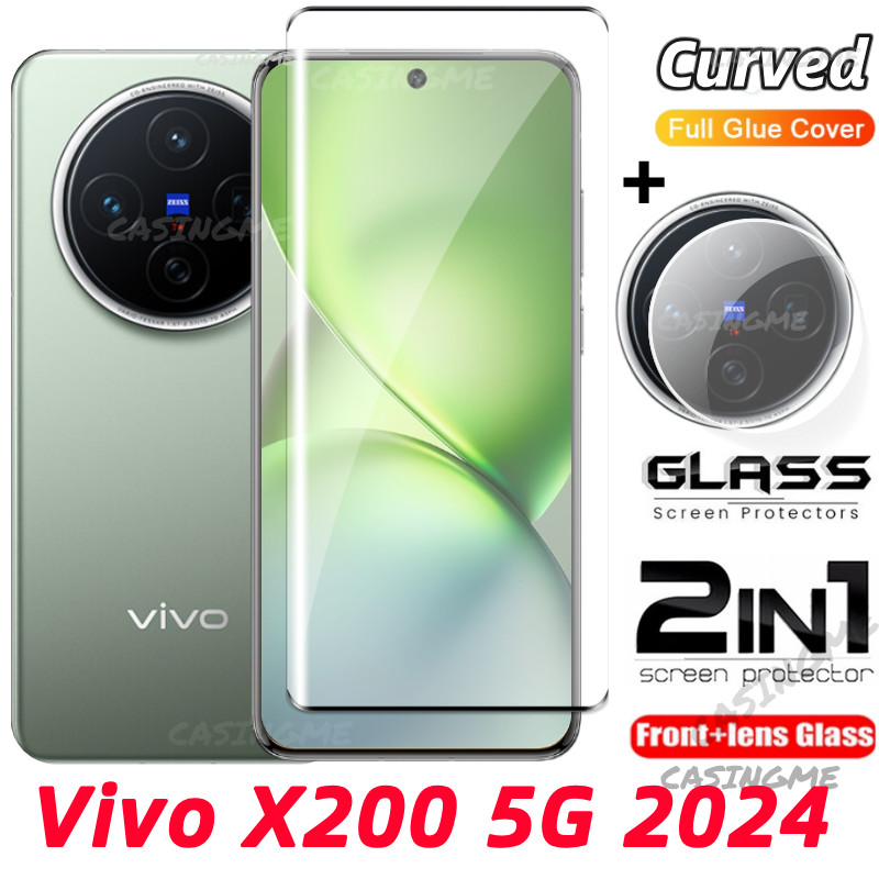 Vivo X200 5G 2024 ฟิล์ม 2 ใน 1 ป้องกันหน้าจอสําหรับ Vivo X200 VivoX200 X 200 200X Pro Mini 4G 5G 2024 กระจกนิรภัยฟิล์มด้านหน้าด้านหลังเลนส์