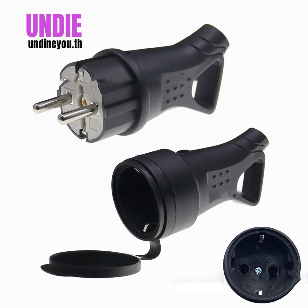 UNDIE⭐  ซ็อกเก็ตยางกันน้ําไฟฟ้า Grounded EU Connector 16A 250VReady Stock [สต็อกพร้อม]