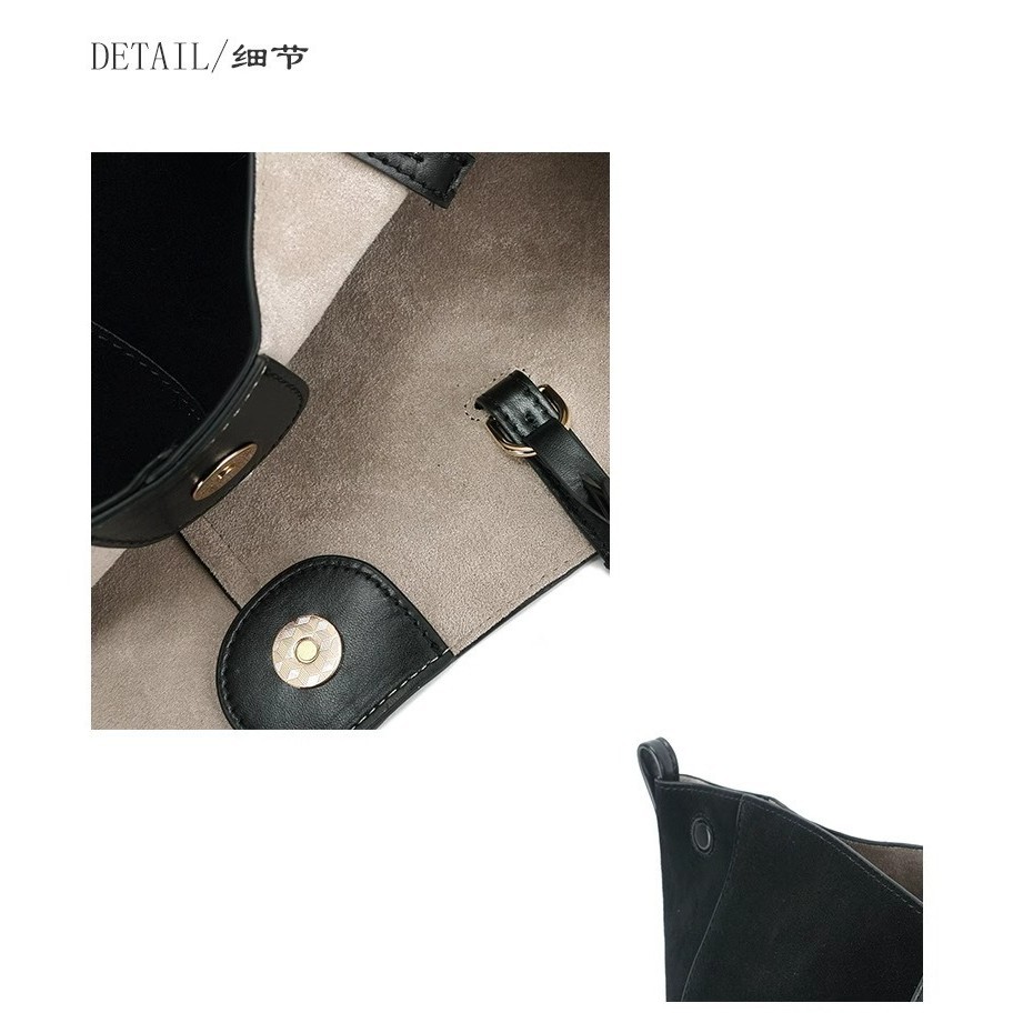 POLENE ใหม่ Tote Bag, French Niche Suede Wing Bag, กระเป๋าสะพายความจุขนาดใหญ่กระเป๋าถือ