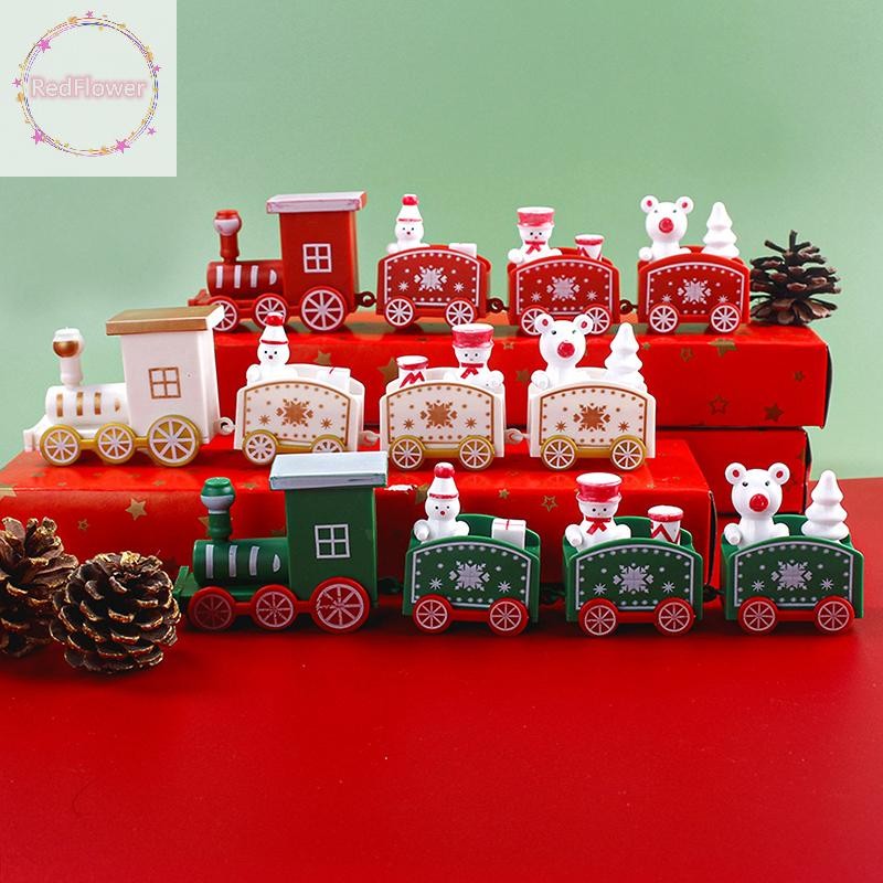 Redflower เครื่องประดับรถไฟคริสต์มาสตกแต่งคริสต์มาส Xmas Party Supplies Mini Christmas Train บ้านเครื่องประดับคริสต์มาส Xmas ของขวัญ TH
