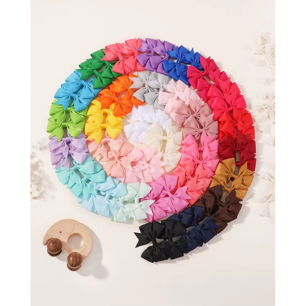 1 ชิ้นสีทึบโบว์ผมพร้อมคลิปสําหรับเด็กหญิง Grosgrain ริบบิ้น Hairgrips Boutique Hairpins อุปกรณ์เสริมผม