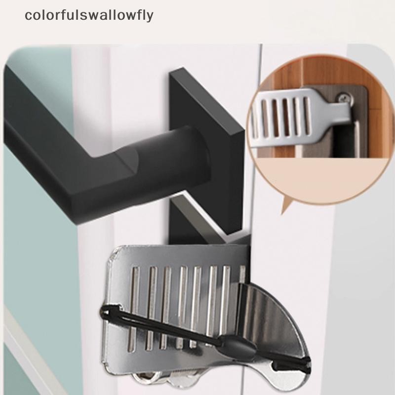 สีสันswallowfly ล็อคประตูแบบพกพา Punch-free Security ประตู Locker Safety Latch ล็อคโลหะ Home Room Hotel Travel Anti Theft ประตู Stopper เครื่องมือ COD