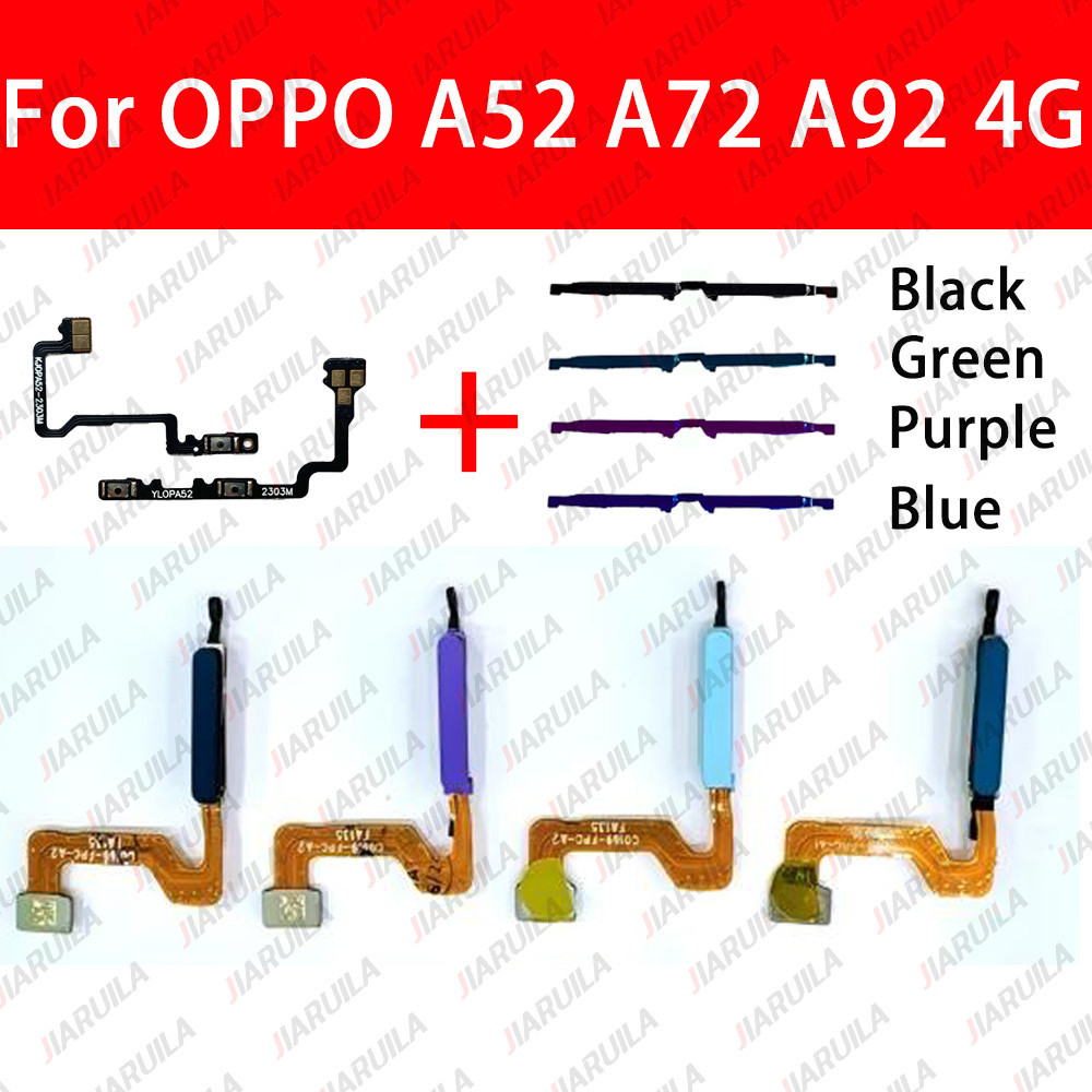 ใหม่สําหรับ OPPO A52 A72 A92 4G ลายนิ้วมือเซ็นเซอร์เครื่องสแกนเนอร์เปิดปุ่มปรับระดับเสียงสวิทช์ด้านข้าง Key Volume Up Down Flex Cable