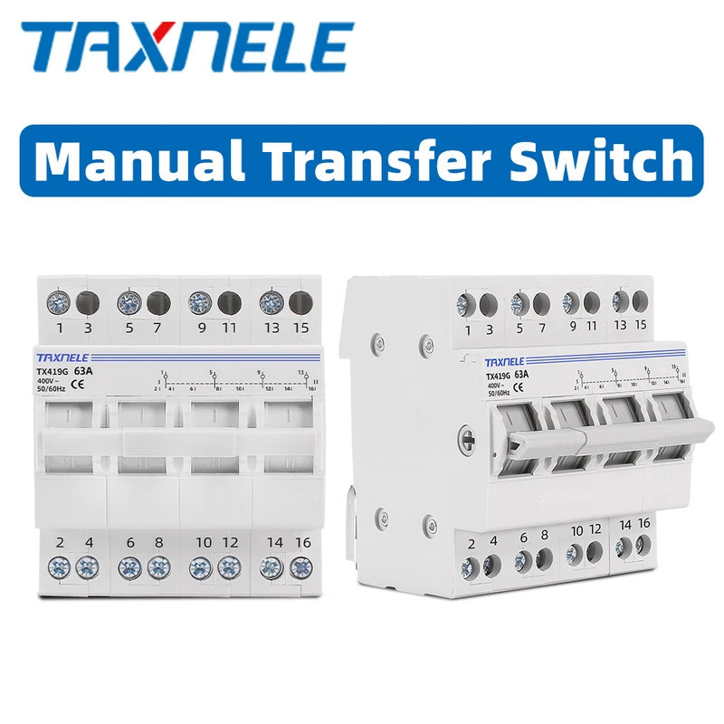 4P 40A 63A MTS Dual Power Manual Transfer Isolating Switch Interlock Circuit Breaker 230V 400V Modul