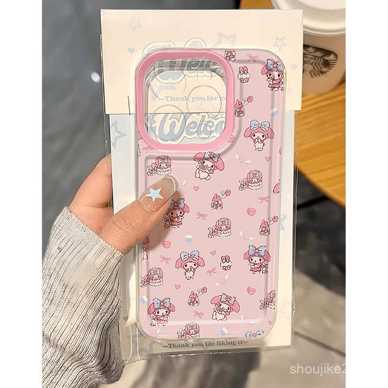 สีชมพูกรอบเต็มหน้าจอเปลือกพื้นที่เมโรดีเคสโทรศัพท์มือถือ iphone16/15/14Pro แอปเปิ้ล13/12/11 ziug เรียบง่าย