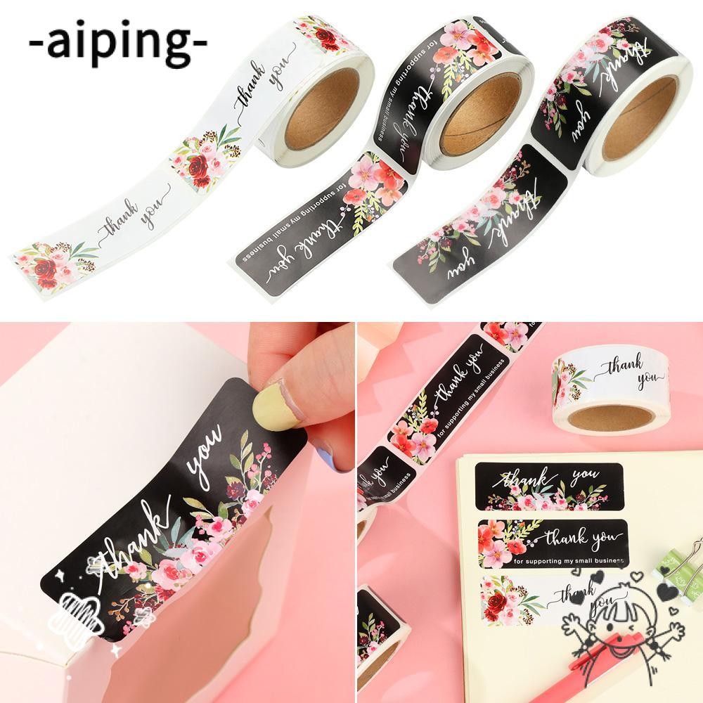 Aiping 120/250PCS ขอบคุณสติกเกอร์สมุดภาพดอกไม้สีน้ําบรรจุภัณฑ์ตกแต่งธุรกิจขนาดเล็ก