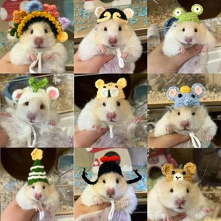 หนูแฮมสเตอร์หมวกแฮนด์เมดผ้าไหมสีทองหมีหมวกเฟอร์เรตมือถักหัวป…