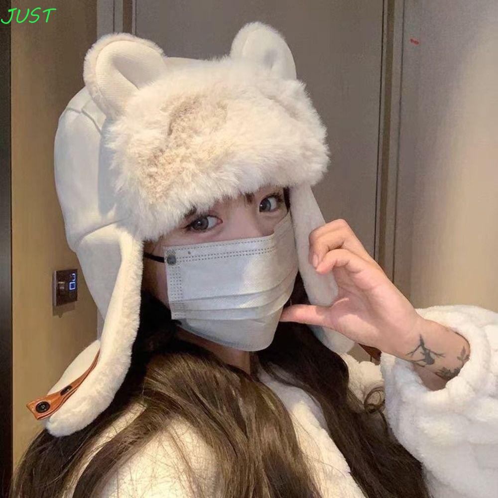 หมวกนักบินหูหมี แค่, หมวกนักบินขน มารยาท หรูหราฤดูหนาว, หมวกป้องกันหูขี่จักรยานที่อบอุ่นเล่นสกีกลางแจ้ง