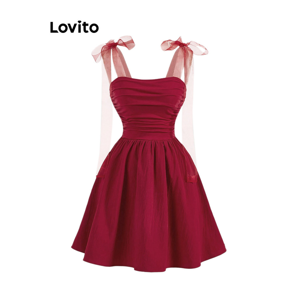 Lovito ชุดลำลองลูกไม้ธรรมดาสำหรับผู้หญิง L105MD214