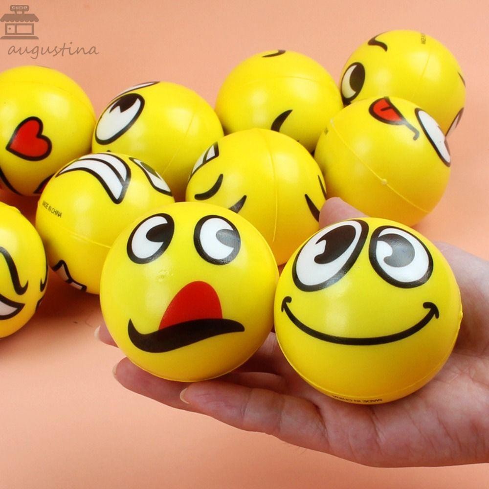 Augustina Smile Face Squeeze Ball, Expression Sponge Smile Face Foam Ball, เครื่องนวดเท้า PU Elastic