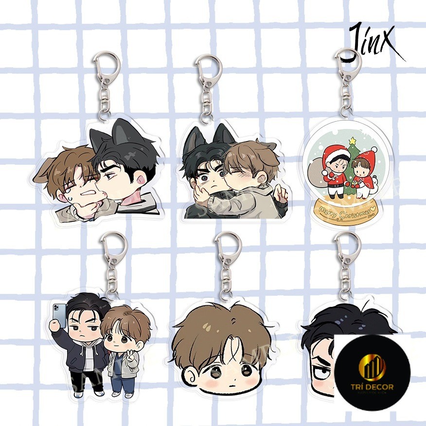 JINXS LOVER พวงกุญแจพิมพ์ manhwa BL อะนิเมะ chibi ของขวัญน่ารัก