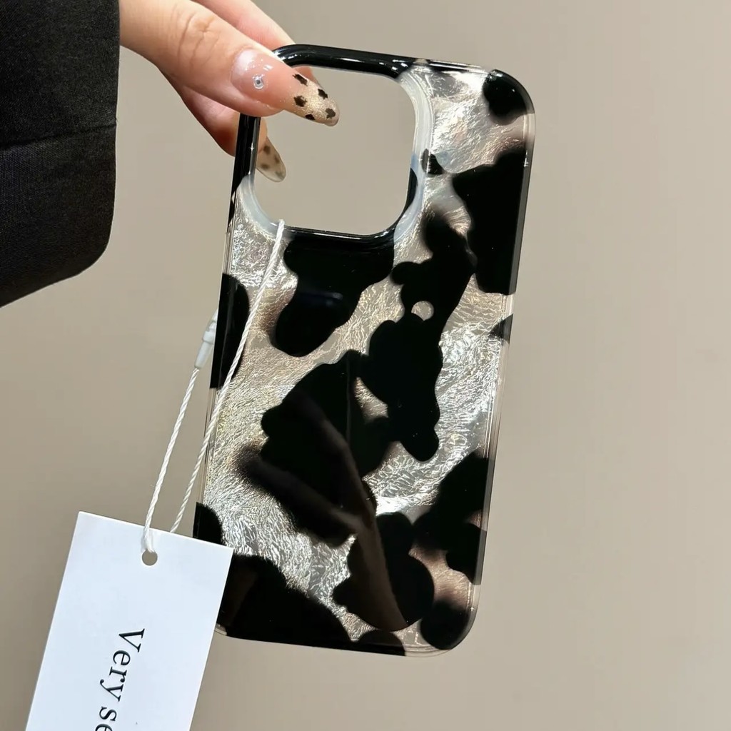 High-end Sense Simple Smudge Black Block เหมาะสําหรับ iPhone15/13 ใหม่ Apple 16 เคสโทรศัพท์ 14p Glacier รูปแบบ