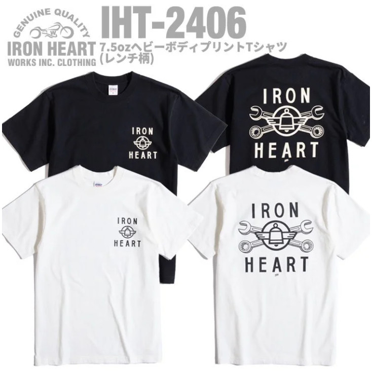 พร้อมสต็อก IRON HEART IRON HEART IRON เสื้อยืดแขนสั้นคอกลมพิมพ์ลายผ้าฝ้ายแท้สําหรับผู้ชาย