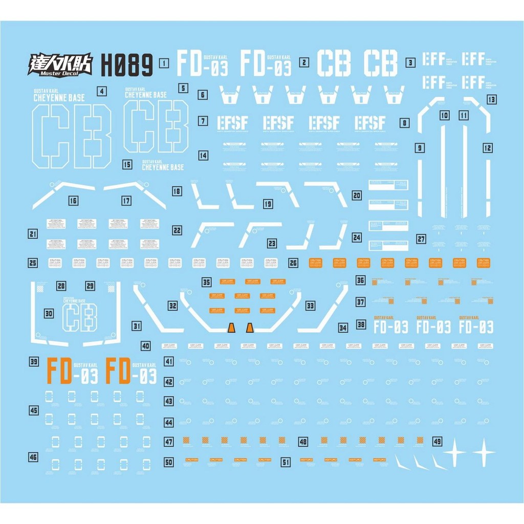 Master Decal Water Slide Decal H097 สําหรับ 1/144 HG HGUC Gustav Karl