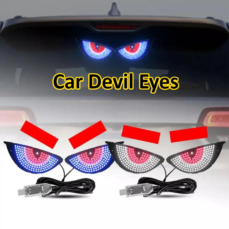 1 ชุดรถ Devil Eyes Light การปรับเปลี่ยน Eye Animation จอแสดงผล Led ตกแต่ง Pixel แผงหน้าต่าง Trim โคมไฟ USB Multi-Mode โคมไฟ