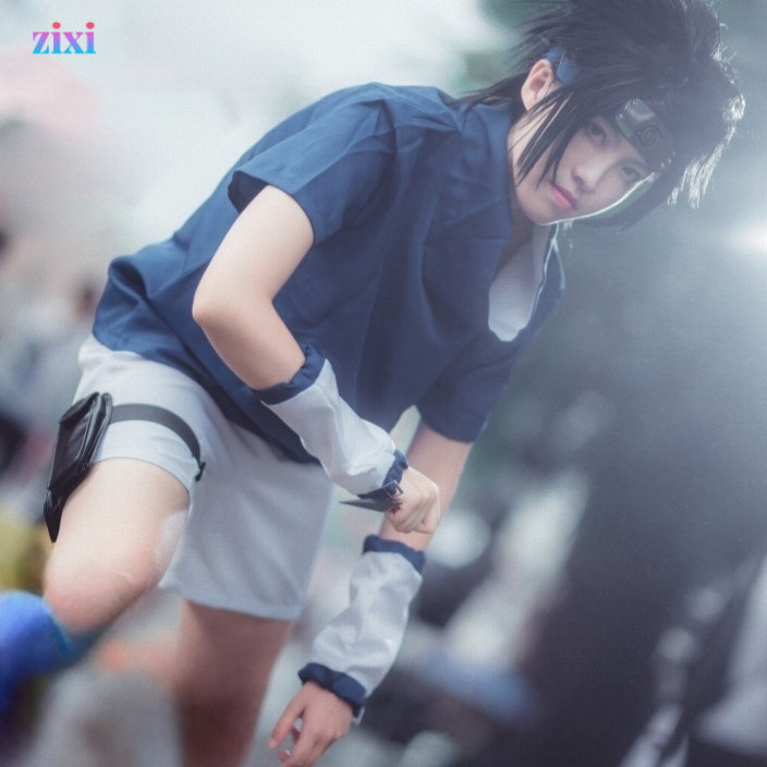 อะนิเมะอุจิวะซาสึเกะคอสเพลย์นารูโตะอุจิวะซาสึเกะคอสเพลย์แขนสั้นรุ่นเยาวชนซาสึเกะ