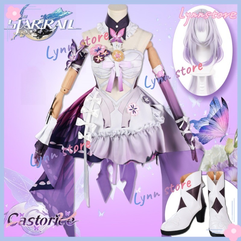เกม HONKAI STAR RAIL CASTORICE คอสเพลย์เครื่องแต่งกายชุดวิกผมรองเท้าชุด Carnival CASTORICE คอสเพลย์ช