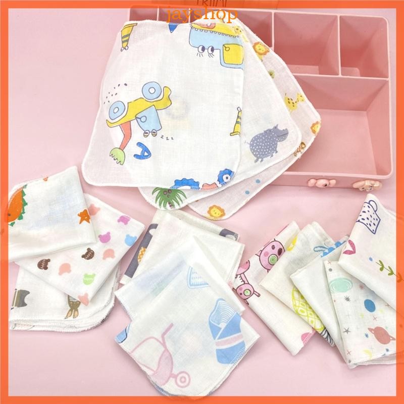10Pcs Baby Washcloth Set Cartoon Double Layer Gauze Infant Face Towel Burp Cloth