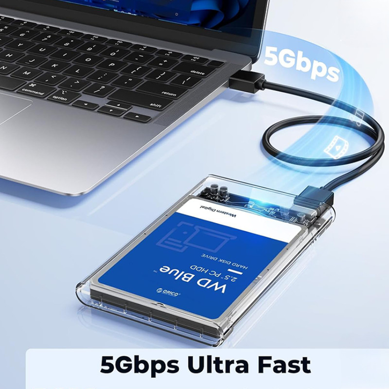 กล่องใส่ HDD กล่องใส่ฮาร์ดดิสก์แบบใส USB 3.0 SATA 2.5 กล่องใส Harddisk SSD 2.5 inch USB3.0