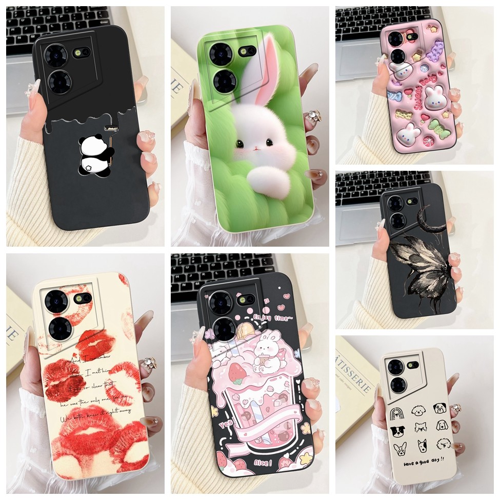 Techno Pova 5Pro LH8n ฝาหลัง Tecno Pova 5 Pro เคสซิลิโคนหรูหรา Love แมวน่ารัก Panda รูปแบบปลอกกันกระ