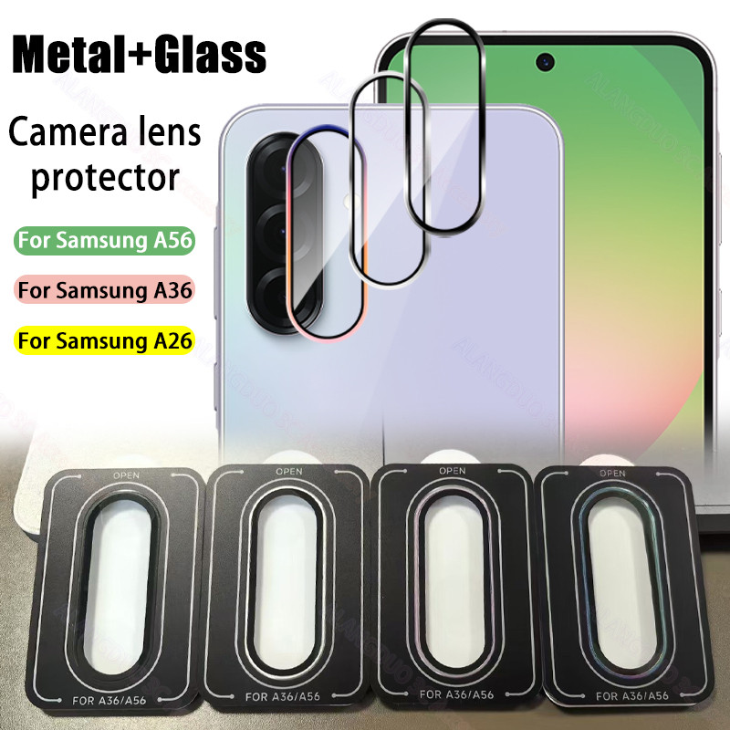 ติดตั้งง่ายตัวป้องกันเลนส์กล้อง Samsung Galaxy A56 A36 A26 5G กระจกโลหะโทรศัพท์ฝาหลังเลนส์กระจก