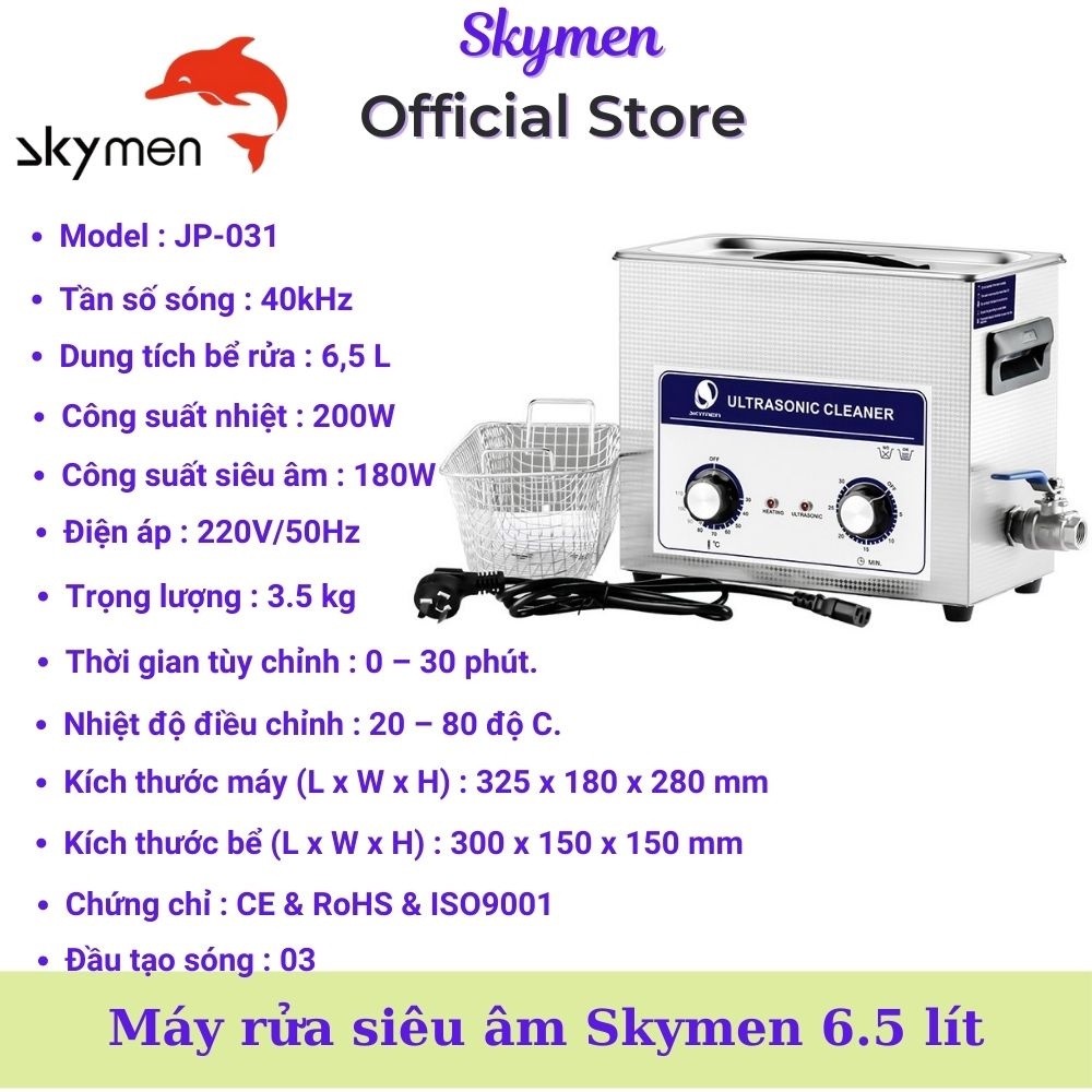 Bể Rửa Siêu Âm Thông Minh Skymen JP-031S 6.5L – Chính Hãng | Bảo Hành 12 Tháng