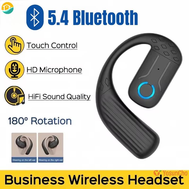 โยซันโช] 5.4 เปิด 180° Rotation ชุดหูฟังธุรกิจไร้สายพร้อมไมโครโฟน Air Conduction Ear-hook Touch Control กีฬา Hifi หูฟังใหม่