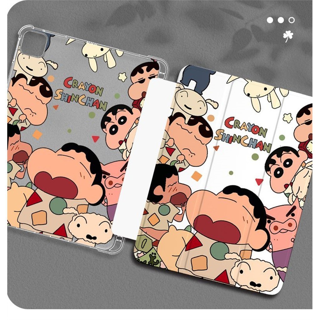 เคสไอแพดหลังใสมีที่เก็บปากกา for Air7/Air6/Air5/Air4 10.9 gen11-A16(2025)gen10 gen9/8/7  ipad caseชินจัง