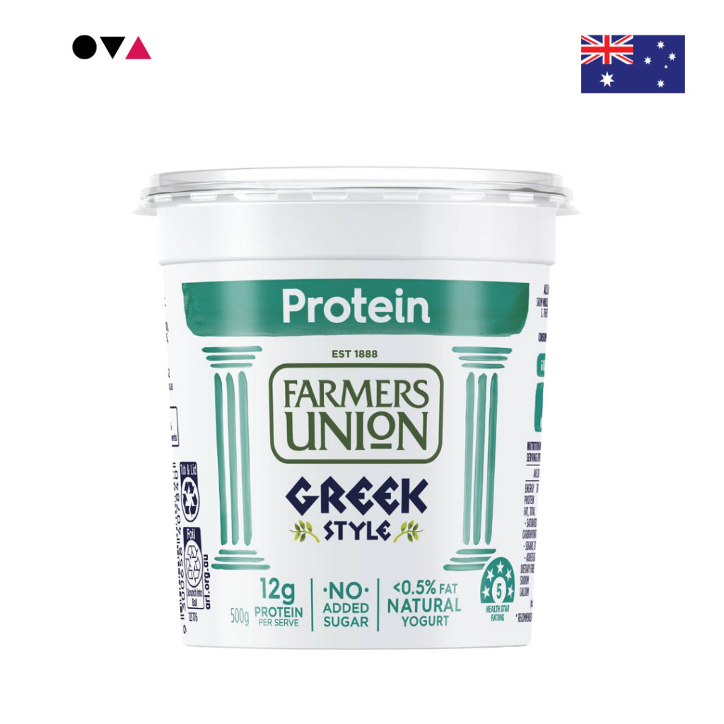 Farmers Union Greek Yogurt High Protein 500G โยเกิร์ตกรีกแท้ๆ โปรตีนสูง ผลิตจากนมคุณภาพเยี่ยม