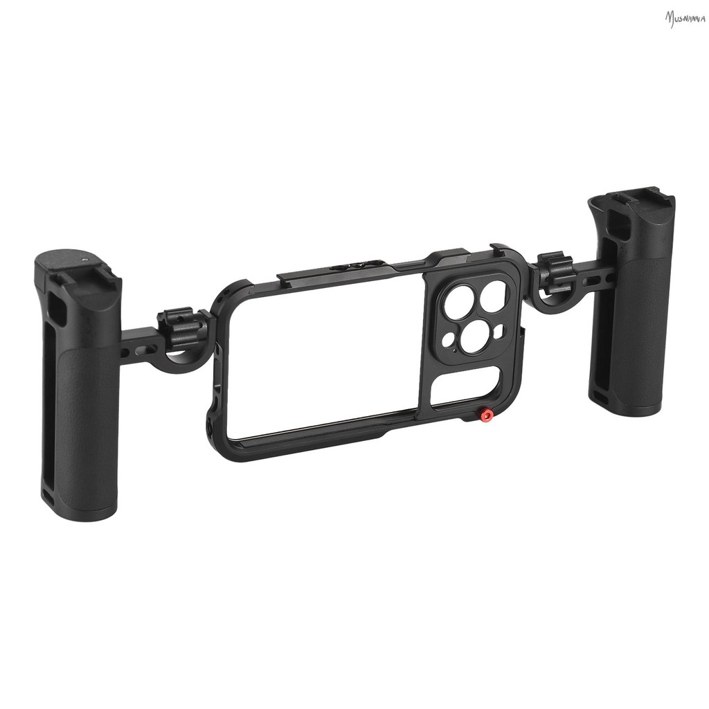 กรงโทรศัพท์แบบพกพาพร้อม Dual Handles โทรศัพท์มือถือ Video Rig มือถือสมาร์ทโฟน Stabilizer หลาย Video 