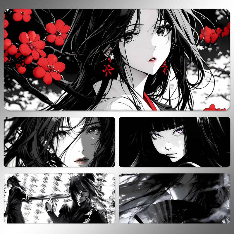 Black and White Anime Oversized Mouse Pad Chinese Ink Style Secondary Yuan Antique Office Computer Keyboard Pad Desk Pad ZmIi