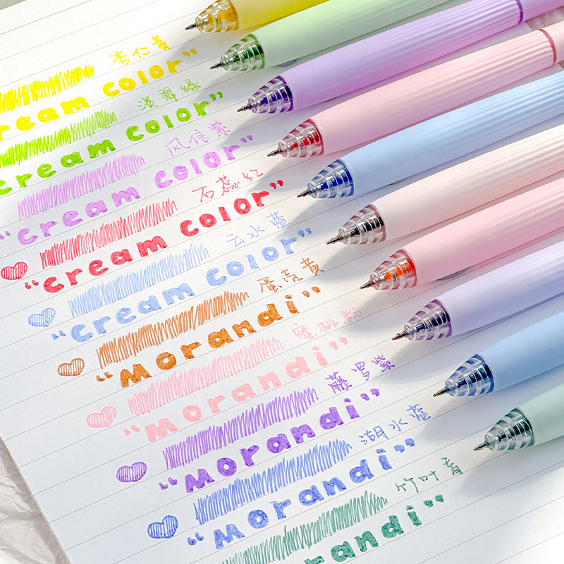 5 ชิ้น Creative Morandi ปากกาเจลสีชุด 0.5 มม.ขนาดใหญ่ความจุ Quick-drying หมึกสีปากกานักเรียน DIY คู่มือหมึกตกแต่งปากกา