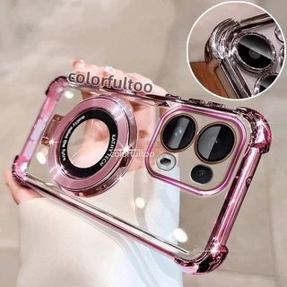 Oppo Reno 14F 2025 ปลอกอ่อนสําหรับ Oppo Reno 14 13 Pro 13Pro 13F Reno14Pro Reno15F 4G 5G Clear Jelly กันกระแทกพร้อมขาตั้งแม่เหล็กผู้ถือหนาถุงลมนิรภัยกันชนฝาครอบโทรศัพท์