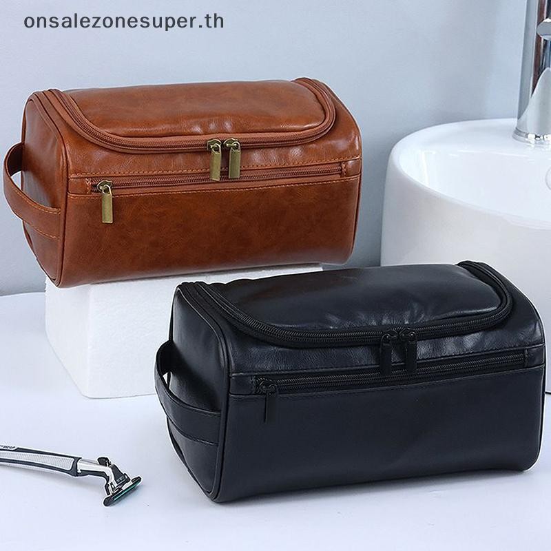 Ons Men Vintage Luxury Toiletry Bag Travel Essential Business Cosmetic Makeup Cases Male Hanging Storage Organizer Wash Bags ที่