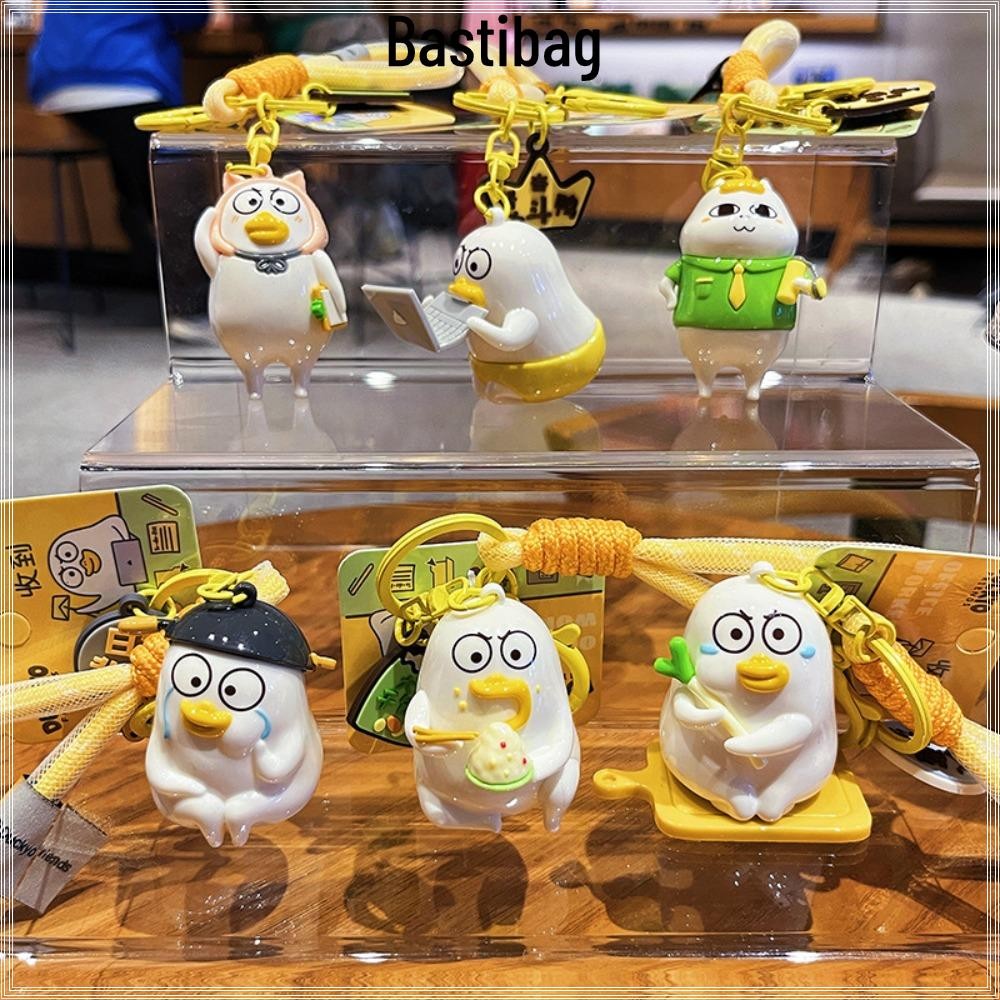 BASTIBAG Xiao Liu Duck Key Ring,การ์ตูน PVC ทํางานเป็ดพวงกุญแจ,จี้กระเป๋ารูปสร้างสรรค์