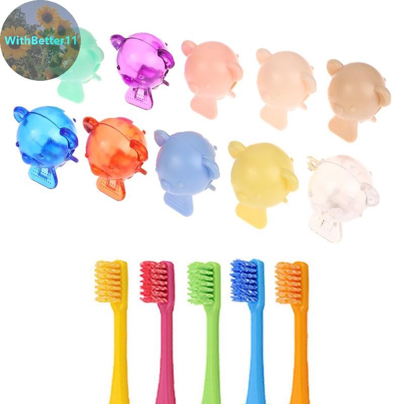 Better Bear Travel หัวแปรงสีฟันครอบคลุมแปรงสีฟันป้องกันหมวกแปรง Pod Case ป้องกันคลิปพลาสติกแบบพกพาสํ