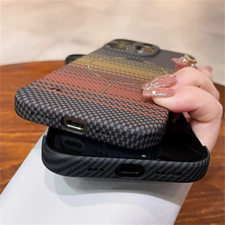 หรูหราเคฟล่าร์คาร์บอนไฟเบอร์รูปแบบ Frameless เคสโทรศัพท์สําหรับ IPhone 11 12 13 14 15 16 Pro Max Plus Ultra Thin Pc ปลอก