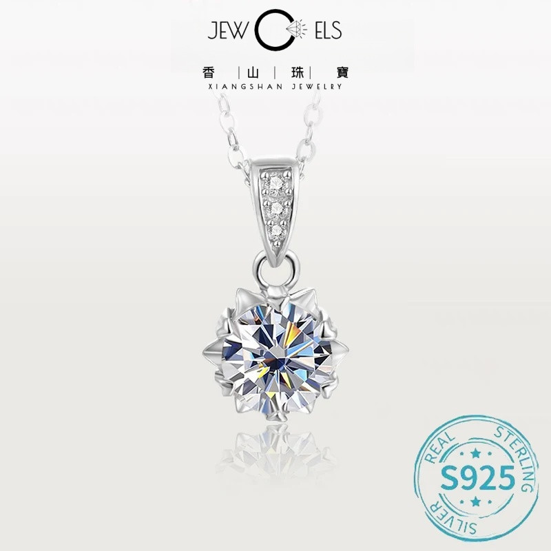 1 กะรัตรอบ Brilliant Cut D VVS1 Moissanite สร้อยคอผู้หญิงเครื่องประดับ GRA 925 เงินสเตอร์ลิง Sliver 